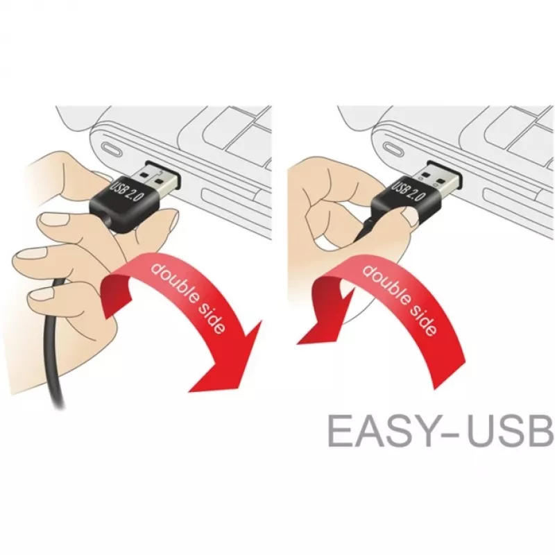 Kabel USB DeLOCK Easy - USB (M) kątowy lewo/prawo, odwracalny do USB typu B (M) - USB 2.0 - 50 cm - czarny (85167)
