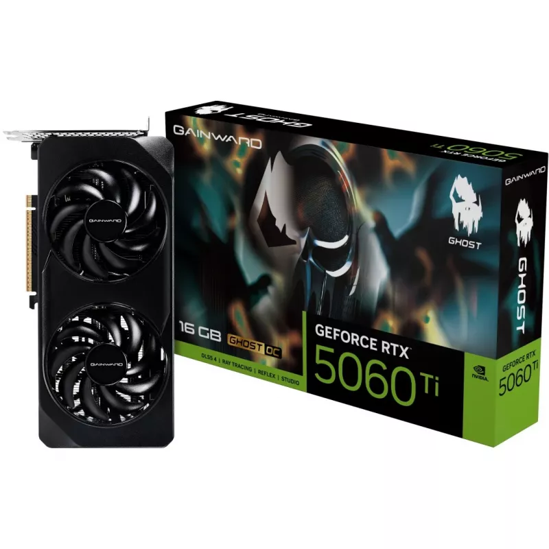 Karta graficzna GAINWARD GeForce RTX 5060 Ti Ghost OC — NVIDIA GeForce RTX 5060 Ti, 16 GB GDDR7, 128-bit, PCIe 5.0