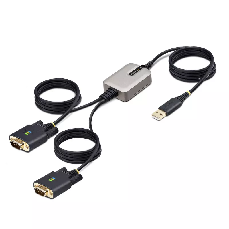StarTech.com 13ft (4m) 2-portowy adapter kablowya USB na szeregowy, wymienne śruby/nakrętki DB9, zachowanie COM, USB-A na DB9 RS232, FTDI, ochrona ESD poziomu 4, Windows/macOS/ChromeOS/Linux — wytrzymała konstrukcja TPE