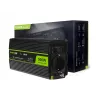 Przetwornica samochodowa zielony Cell INV16 500 W DC 12 V na AC 230 V, 50 Hz, port USB, aktywne chłodzenie, czarna
