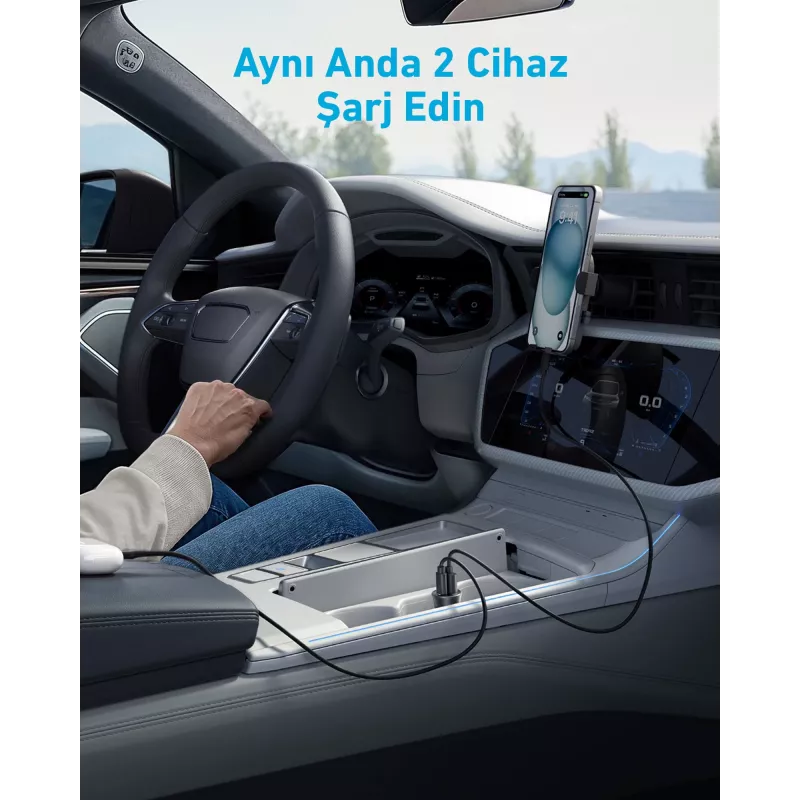 Anker ładowarka samochodowa 30 W 2 porty czarna szybkie ładowanie