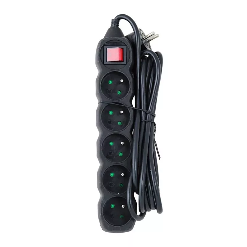Przedłużacz elektryczny ESPERANZA ELK215K – kabel 3 m, 5 gniazd AC typu E, do użytku wewnętrznego, czarny