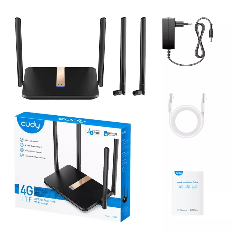 Router bezprzewodowy Cudy LT500D Fast Ethernet Dwuzakresowy (2,4 GHz / 5 GHz) 4G Czarny