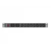 Zasilacz listwowy do montażu w szafie rack LANBERG PDU-02I1908I-0200-C20-BK — 1U, 10×C13, 16A, kabel 2 m, 19 cali