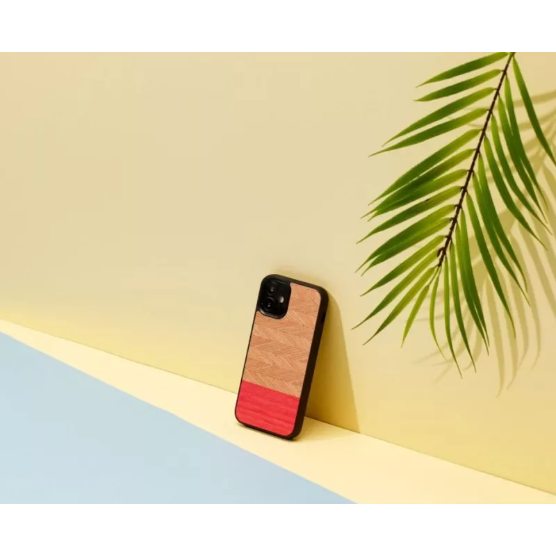 Ochronne etui na telefon Man and Wood do iPhone 12 mini — wzór jodełka azalia czarny