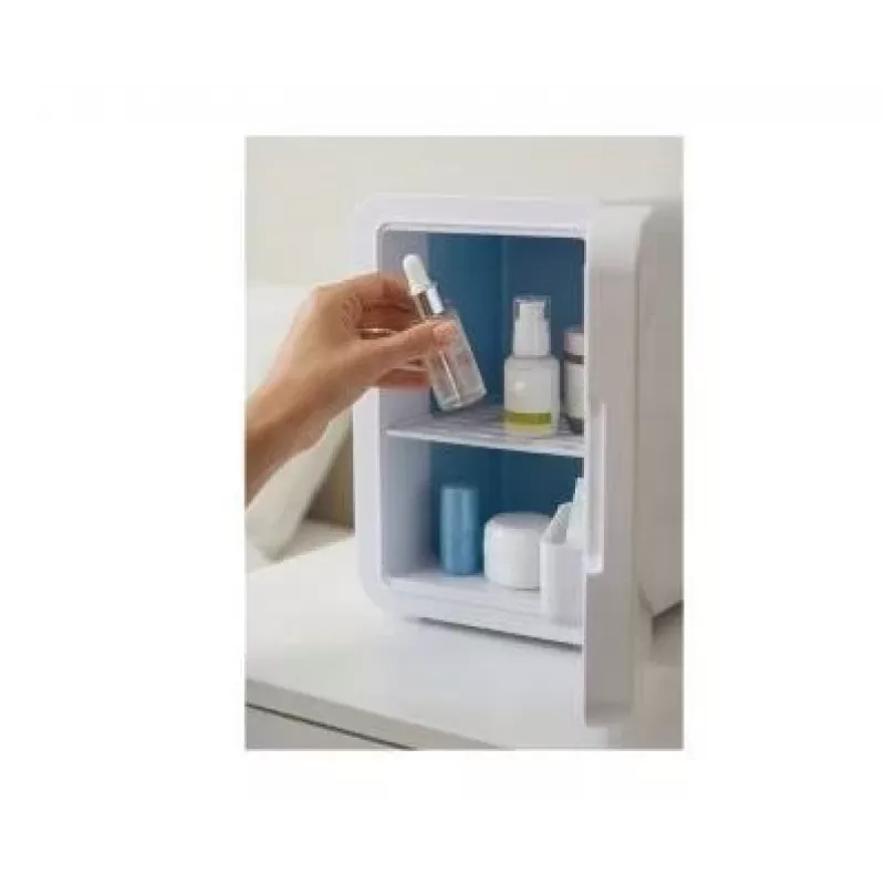 Mini lodówka z podświetlanym lusterkiem do makijażu Elle ESDAFX04WHEU 4 L biała