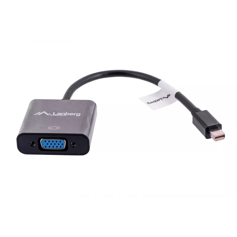 adapter kablowy VGA (D-Sub) na Mini DisplayPort LANBERG AD-0006-BK, 0,2 m, DisplayPort 1.2, 1920×1200@60Hz, żeński MiniDP, czarny