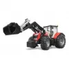 Traktor-zabawka BRUDER Massey Ferguson 7624 z ładowaczem czołowym, czerwony, dla dzieci od 3 lat