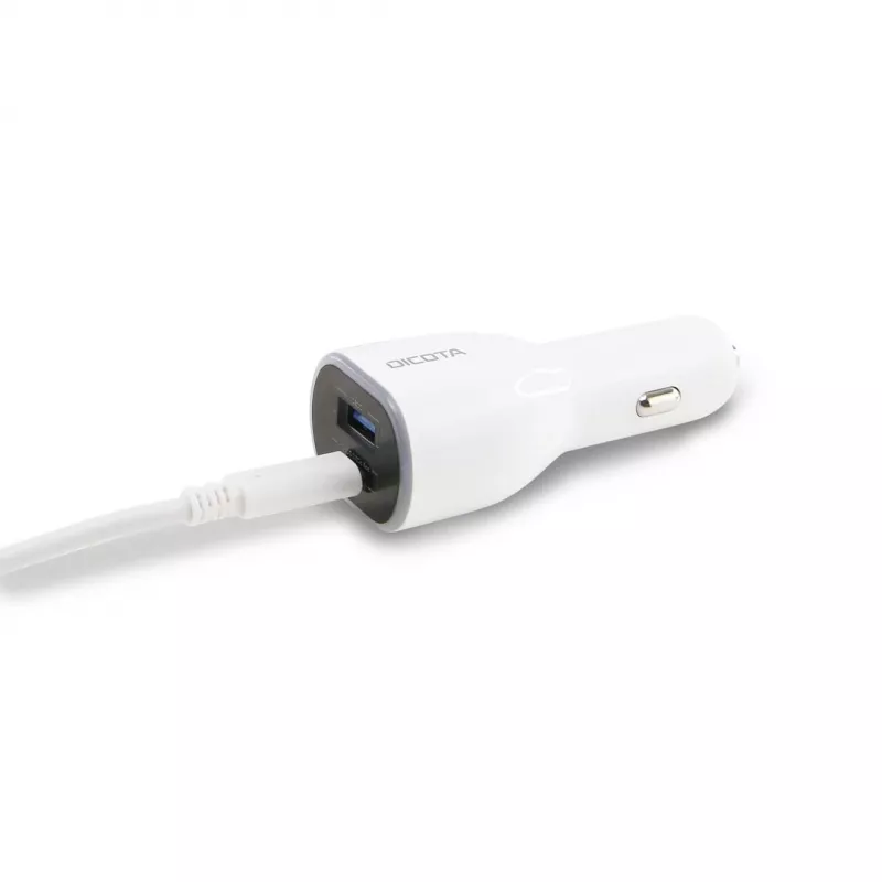 Ładowarka samochodowa DICOTA D31932 do laptopa, smartfona, tabletu, biała