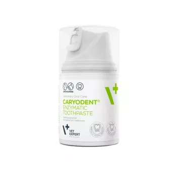 Pasta do zębów dla psów VETEXPERT Caryodent Enzymatic 50 ml — weterynaryjna pielęgnacja jamy ustnej, 50 g, bez cukru, bezglutenowa