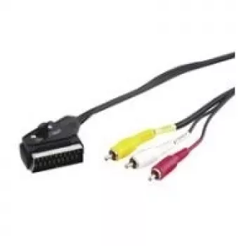 Wentronic Goobay Kabel przejściowy Scart/RCA, czarny, 2 m - wtyk SCART (21-pin) > 3x wtyk RCA (50364)