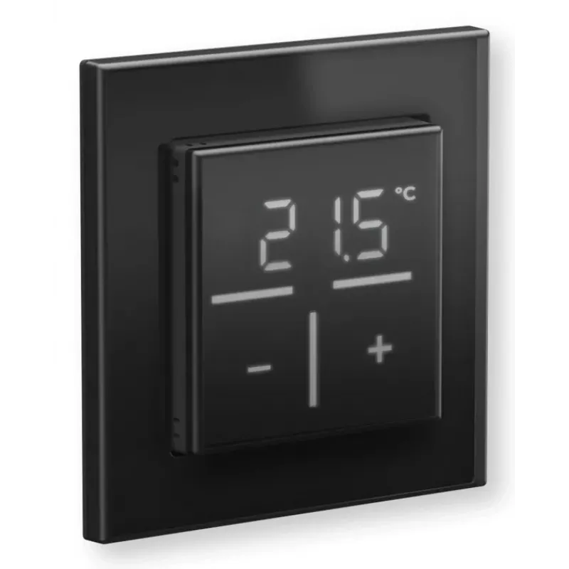 Szklany termostat ścienny Homematic IP 161570A0 — cyfrowy, czarny, 230 V, IP20