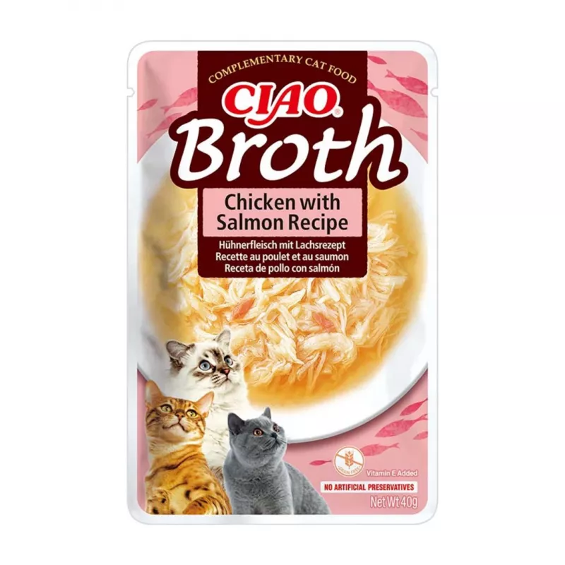 INABA Ciao Broth przysmaki dla kotów, kurczak, ryby i przegrzebki, 10 x 40 g