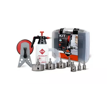 Zestaw wierteł RUBI Easy Gres Plus Kit — 7 szt. wierteł diamentowych, długość 27 mm, do porcelany, z walizką