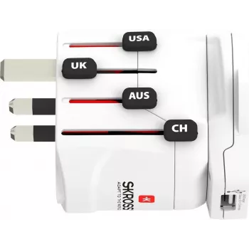Skross PRO – World & USB biały Uniwersalny adapter podróżny