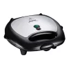 Opiekacz do kanapek Tefal Break Time SW6148 — 2 kanapki, wyjmowane płyty nieprzywierające, schowek na przewód, czarny/szary