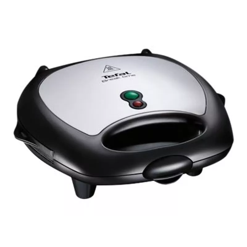 Opiekacz do kanapek Tefal Break Time SW6148 — 2 kanapki, wyjmowane płyty nieprzywierające, schowek na przewód, czarny/szary
