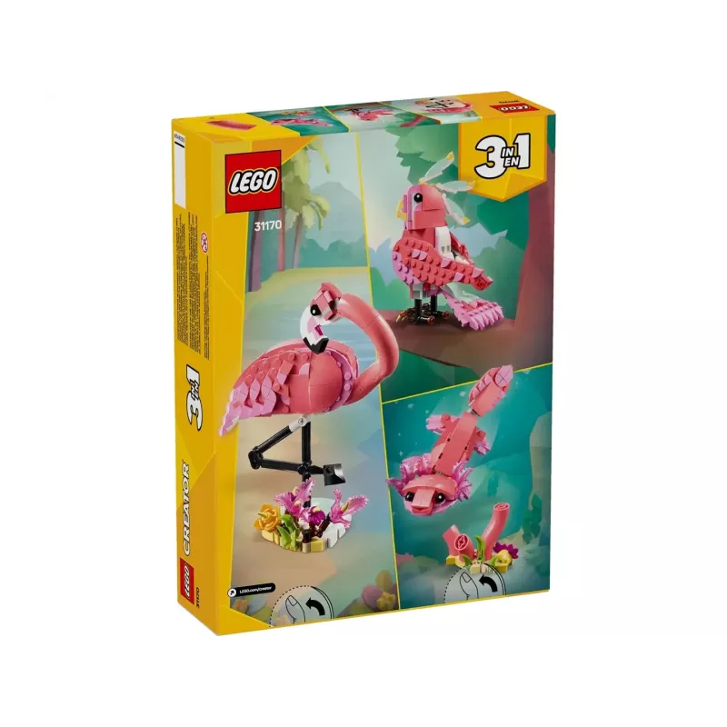 LEGO Creator 3-w-1 Różowy Flaming 31170 zestaw do budowania, 288 elementów, wysokość 230 mm, zalecany wiek 8+