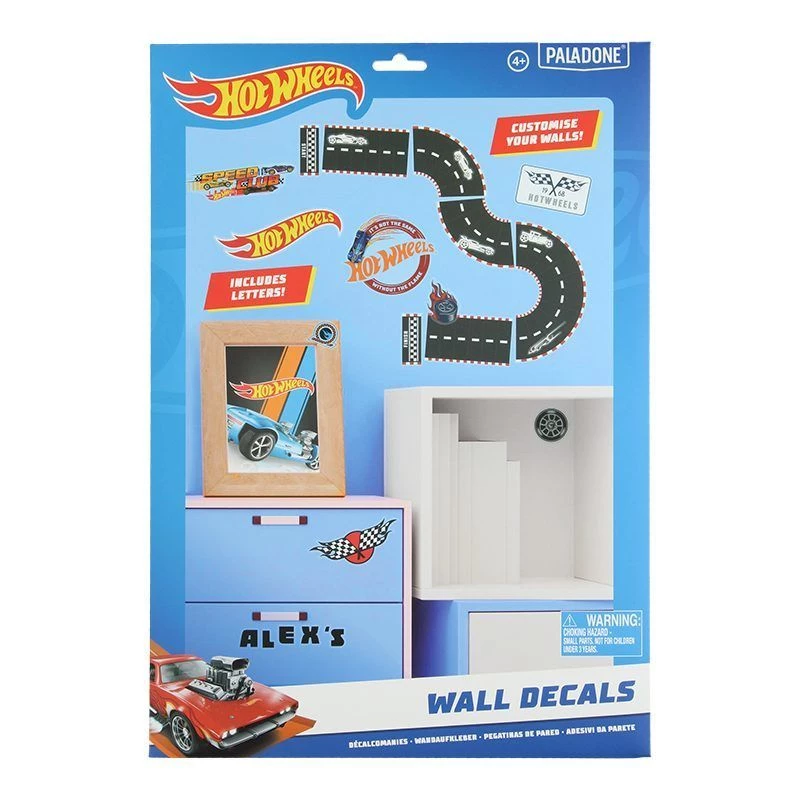 Naklejki ścienne Paladone Hot Wheels Personalizacja PP13745HW — dekoracyjne naklejki samoprzylepne do pokojów dziecięcych