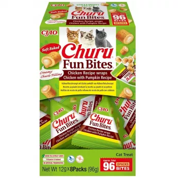 Mokre przysmaki dla kota INABA Churu Fun Bites Chicken & Pumpkin 8 x 12 g pasta, białko 27,3%, wilgotność 56%
