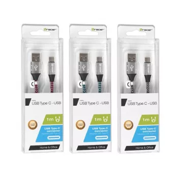 Kabel USB 2.0 Type-C męski - C męski 1,0m czarno-srebrny