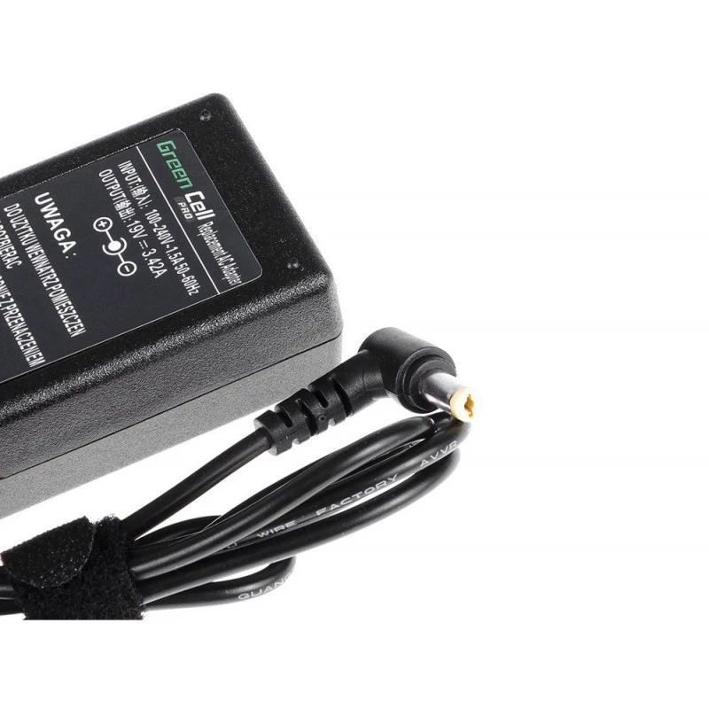 Zasilacz sieciowy zielony Cell AD01P — 60 W, 19 V 3.42 A, wewnętrzny zasilacz do laptopa, czarny