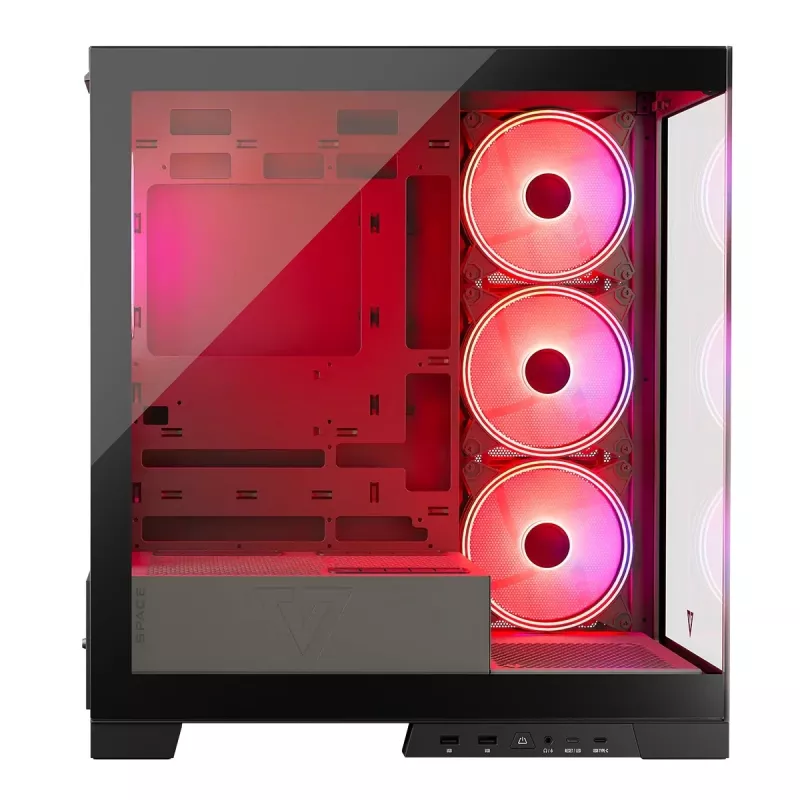 Obudowa PC MODECOM Volcano SPACE APEX ARGB Midi Tower, hartowane szkło, USB-C, obsługa ATX/microATX/Mini-ITX, GPU do 430 mm, chłodzenie CPU do 180 mm