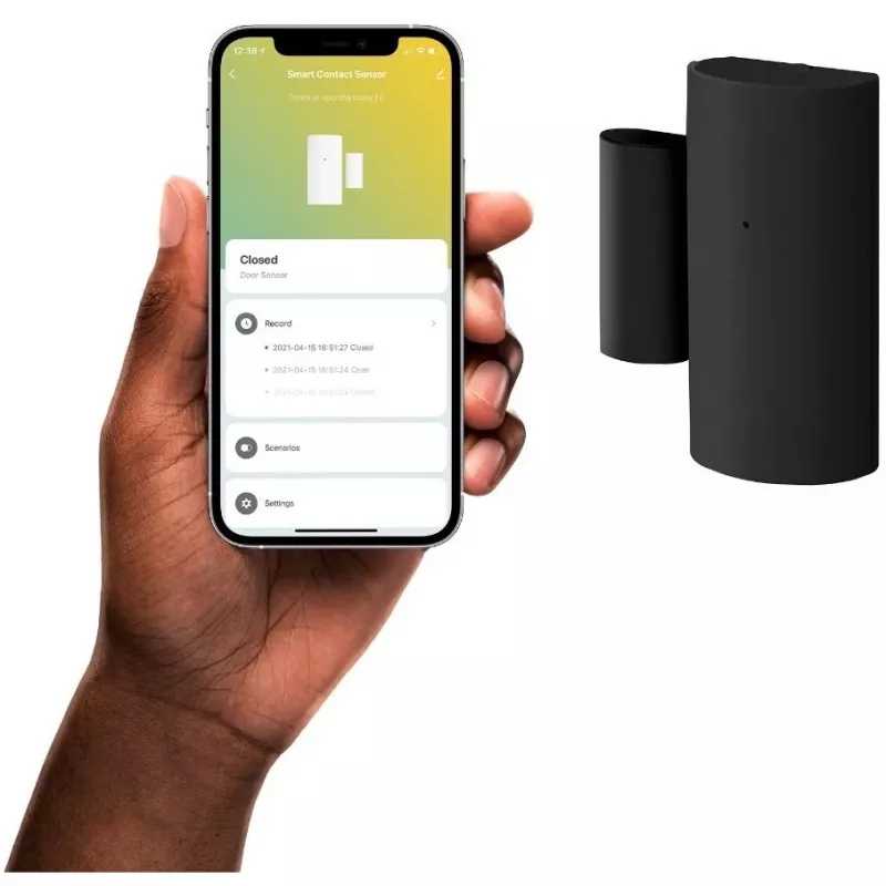 Czujnik do drzwi/okna Avanca International HBSC-0100 — bezprzewodowy Bluetooth, bateria litowa CR2, 45×55 mm, czarny