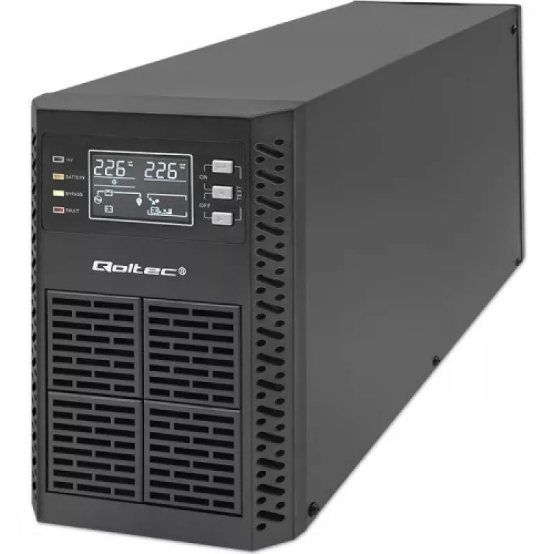 Qoltec 52281 zasilacz awaryjny (UPS) Online 2 kVA 2000 W 3 gniazda wyjściowe