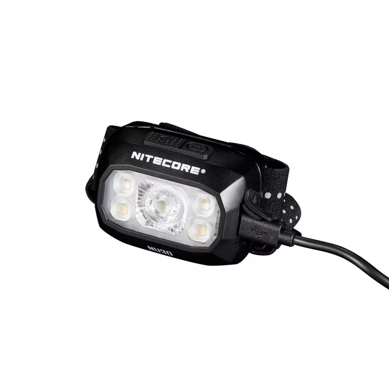 Lampa czołowa Nitecore NU30 — kompaktowa noszona lampa czołowa LED, do 500 lumenów, wiele poziomów jasności, tryb światła czerwonego