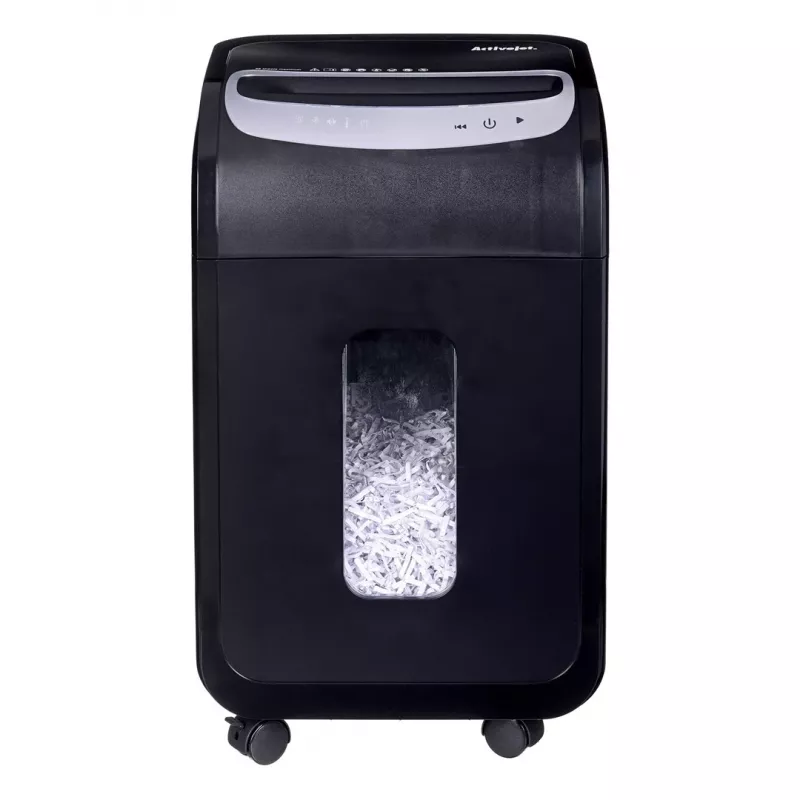 Niszczarka dokumentów ActiveJet ASH-2502C — cięcie krzyżowe P-4, 25 arkuszy, 4x40 mm, kosz 28 l, szerokość szczeliny 22,8 cm, czas pracy ciągłej 30 min