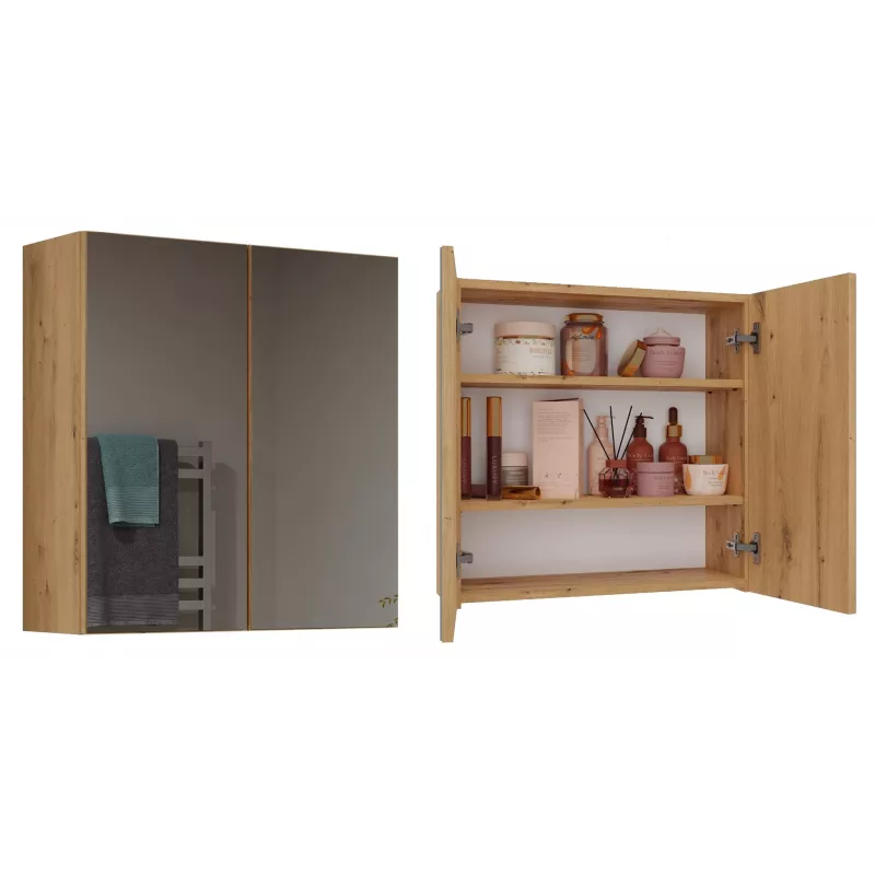 Szafka łazienkowa wisząca top e shop POLA 2DL ARTISAN — dębowa, 600×220×600 mm, 3 półki