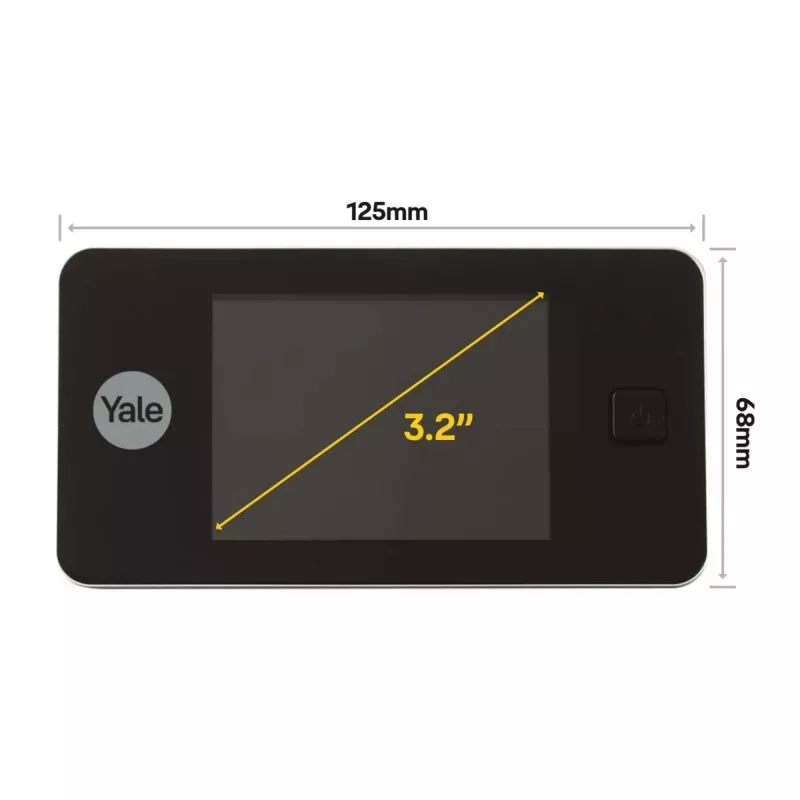 Wizjer cyfrowy Yale 45-0500-1432-00-6011 — 3,2-calowy LCD, kąt widzenia 105°, kąt 110°, czarny, 2×AAA