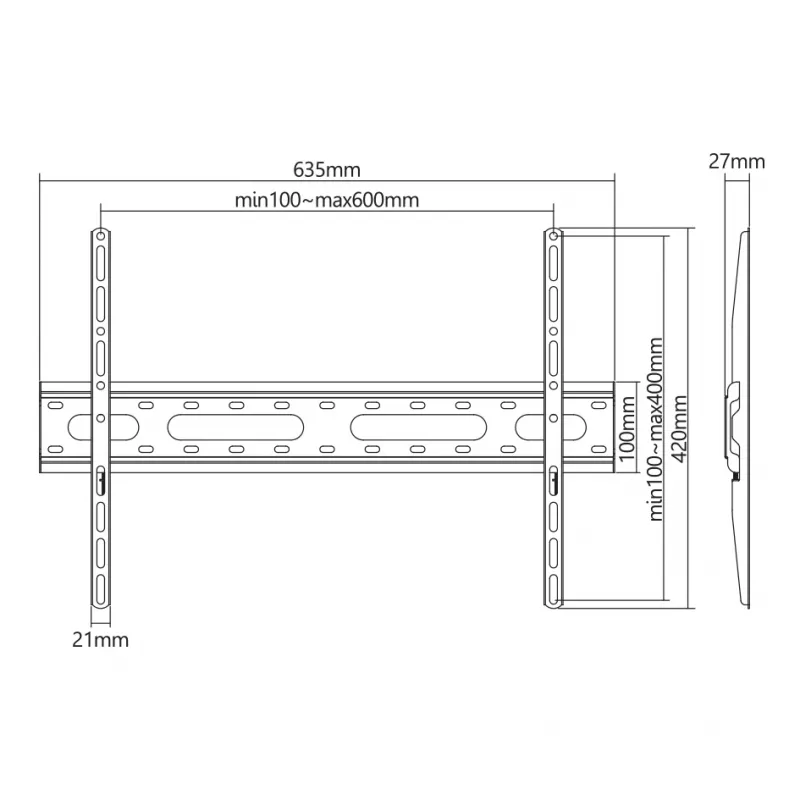 Uchwyt montażowy SBOX PLB-2546F-2 37–80 mm, obciążenie 45 kg, płyta 600×400 mm