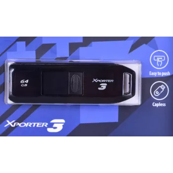 Pamięć flash USB PATRIOT Xporter 64 GB USB typu A 3.2 Gen 1 (wysuwana, czarna, 80 MB/s)