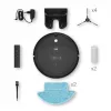 Robot odkurzający TEESA Smart VAC 2 — okrągły, czarny, siła ssania 1000 Pa, bateria litowa 9,6 V/2000 mAh, pojemnik na kurz 0,2 l, Wi‑Fi, automatyczny powrót