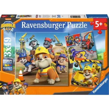 Zestaw puzzli dla dzieci Ravensburger Rubble & Crew pojazdy robocze — 3 puzzle × 49 elementów