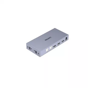 Przełącznik KVM Unitek V307A USB HDMI 2-portowy 4K Ultra HD 3840x2160@60Hz HDCP 2.2, obudowa metalowa, szary