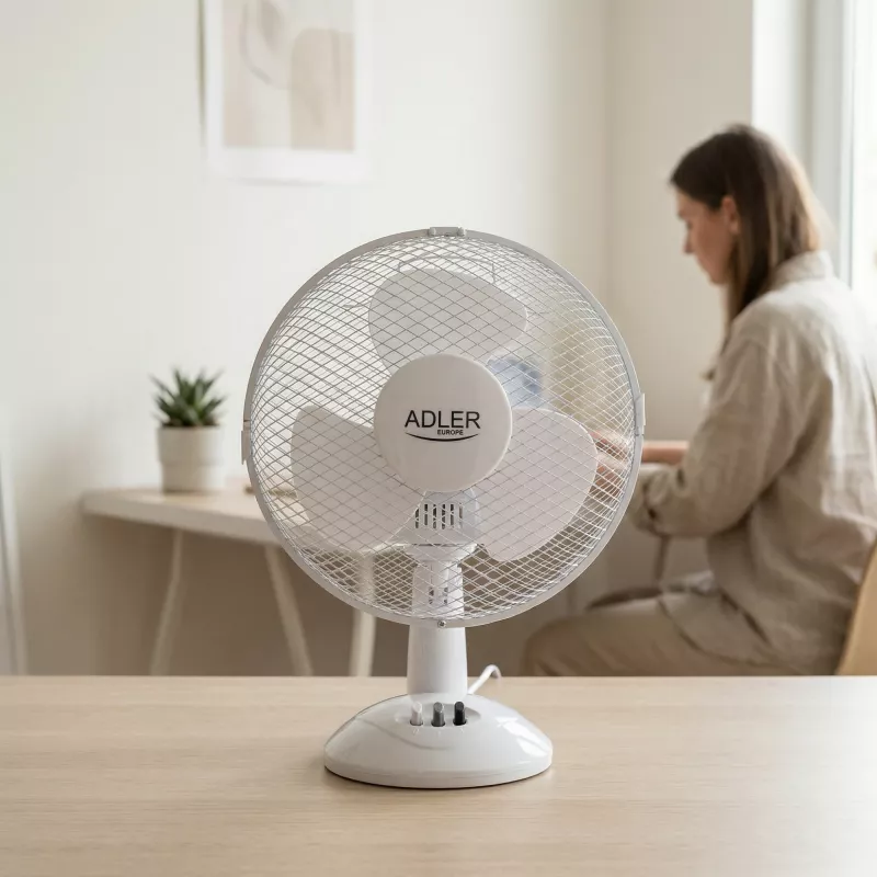 Adler | AD 7302 | Wentylator biurkowy | Biały | Średnica 23 cm | Liczba prędkości 2 | Oscylacja | 60 W | Nie