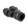 Złączka pneumatyczna typu Y DELOCK 2×8 mm na 1×12 mm z otworem montażowym, metal/tworzywo, gwint wewnętrzny, 50,5 mm