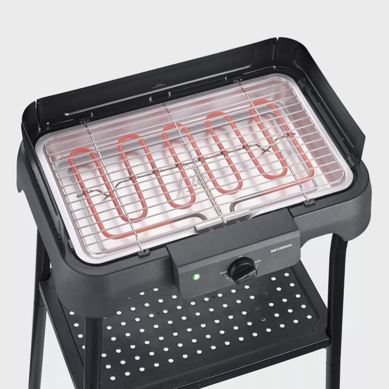 Elektryczny grill stołowy SEVERIN PG 8594 — 2000 W, ruszt prostokątny, czarny