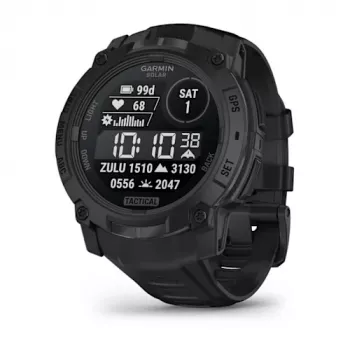 Smartwatch GARMIN Instinct — 45 mm, 3,05 cm (1,2 cala) AMOLED 390×390 ekran dotykowy, 4 GB, GPS, silikonowy pasek czarny, 53 g