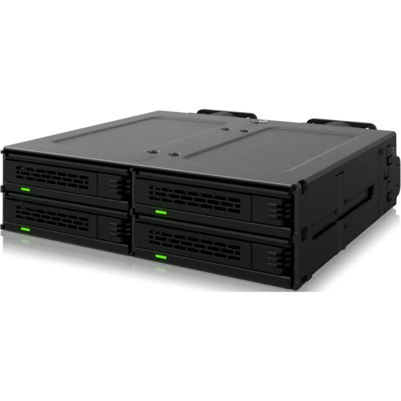 ICY DOCK - MB324V4P-B - ExpressCage - 4-Bay 15?mm U.2/U.3 SSD Wechselrahmen für 5,25-Einbauschacht  Werkzeugloses SSD-Montagesystem