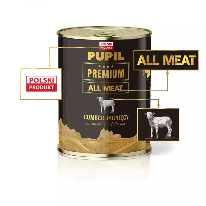 PUPIL Premium All Meat Gold Saddle of lamb - karma mokra dla psa - 800g