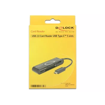 DeLOCK USB2.0 Card Reader USB Type-C męski 5 gniazd - Czytnik kart - All-in-one (Multi-Format) - USB-C (91739)