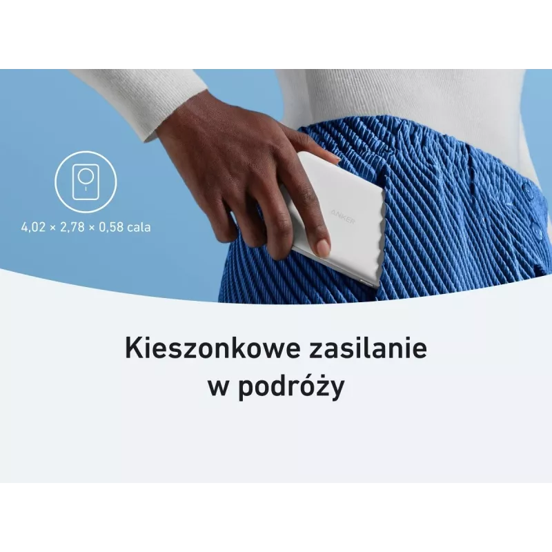 Anker MagGo Power Bank 10K Magnetyczna Bezprzewodowa Biała, Biały
