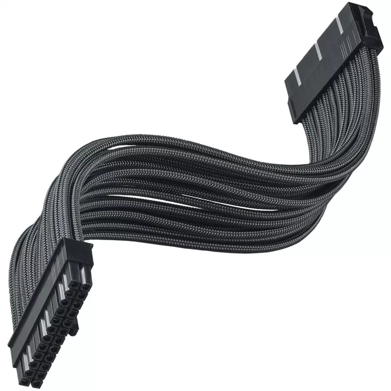SilverStone PP07E - kabel przedłużający zasilania - ATX, 24-pin (W) do ATX, 24-pin (M) - 30 cm - czarny
