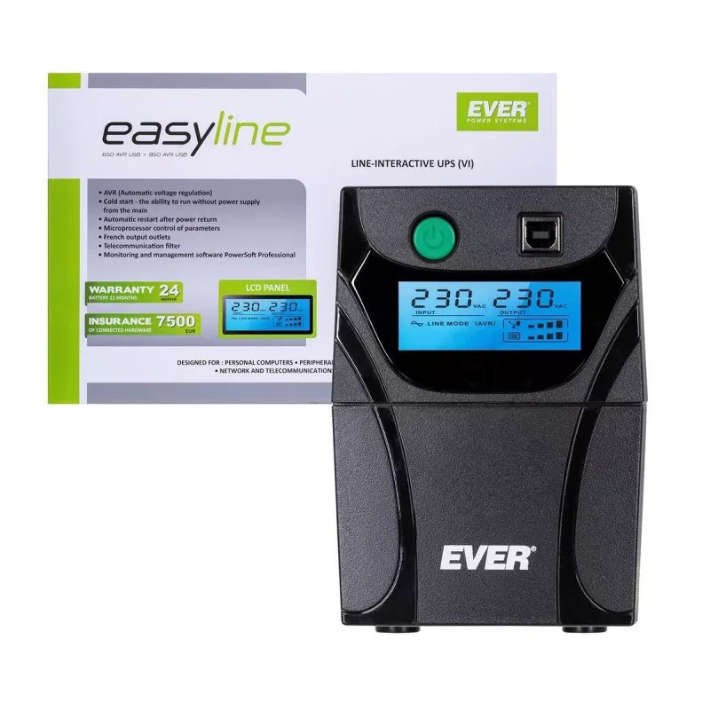 Ever EASYLINE 650 AVR USB Line-Interactive 0,65 kVA 360 W