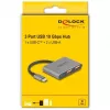 Hub USB DELOCK 64337 — host USB 3.2 Gen 2 Type-C, 3 porty (Type-C + 2× Type-A), 10 Gbit/s, szary, obudowa metalowa