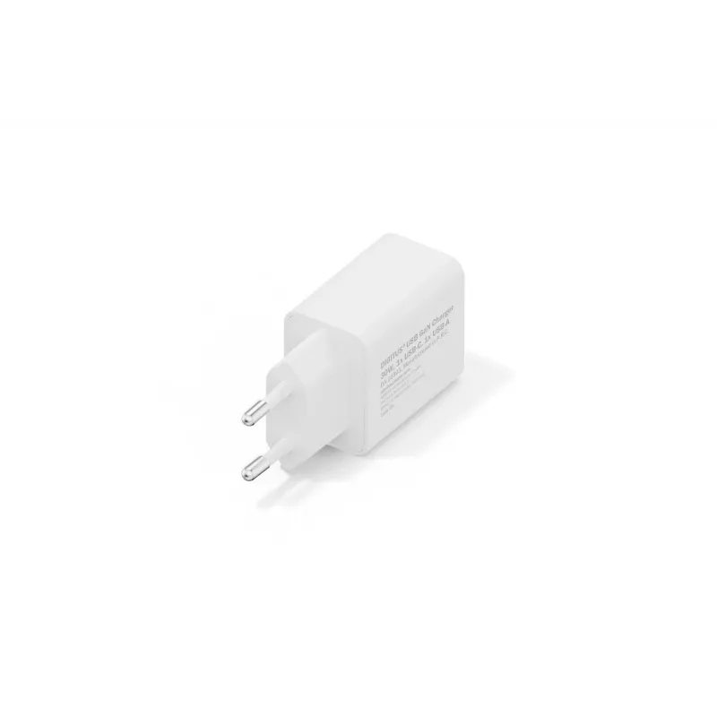 Ładowarka sieciowa USB GaN DIGITUS DA-10301 — 30 W, 1× USB-C, 1× USB-A, 100–240 V, biała